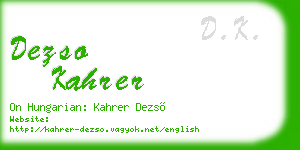 dezso kahrer business card